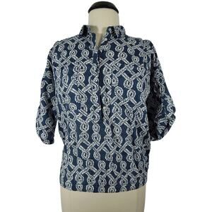 JOE FRESH Printed S SMALL Cotton Fabric Button Front Blouse